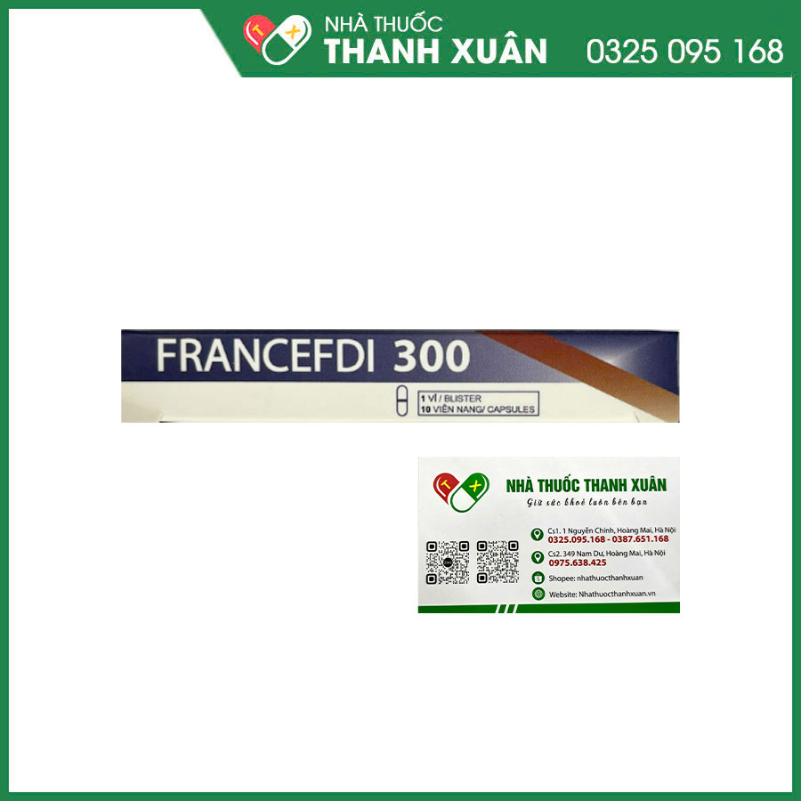 Francefdi 300 thuốc kháng sinh điều trị nhiễm khuẩn đường hô hấp, nhiễm khuẩn da và mô